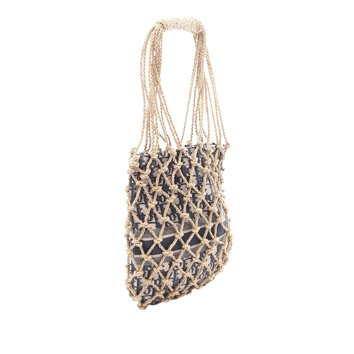 Dior Woven Rope and Oblique Technical Fabric Net Bag — Beige