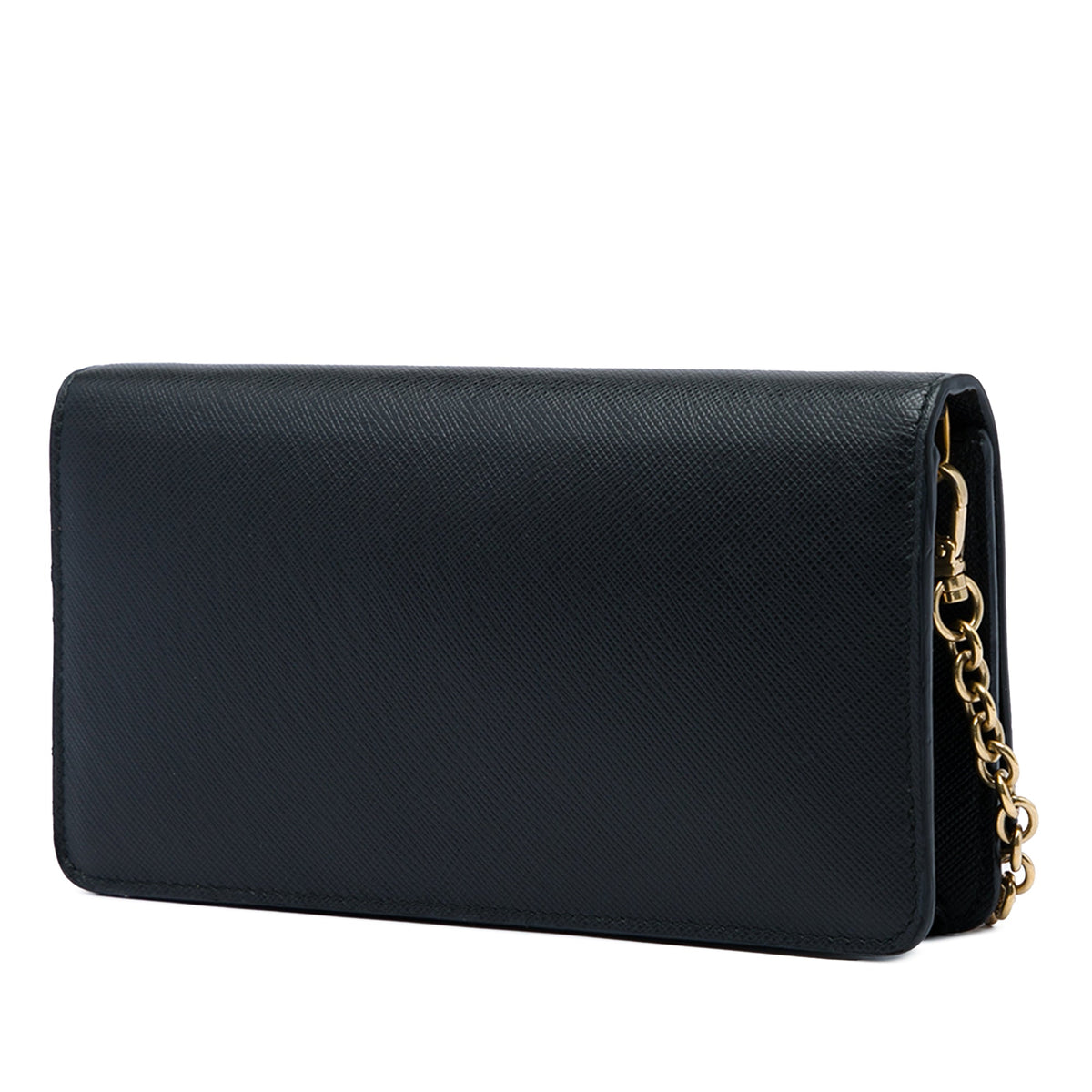 Prada Saffiano Metal Bar Wallet on Chain — Black