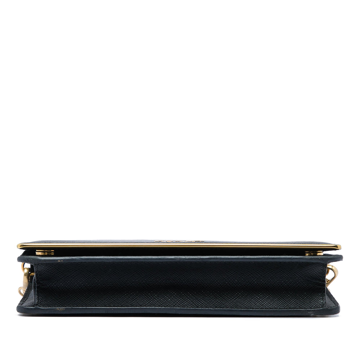 Prada Saffiano Metal Bar Wallet on Chain — Black