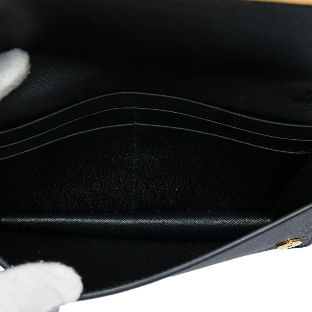 Prada Saffiano Metal Bar Wallet on Chain — Black