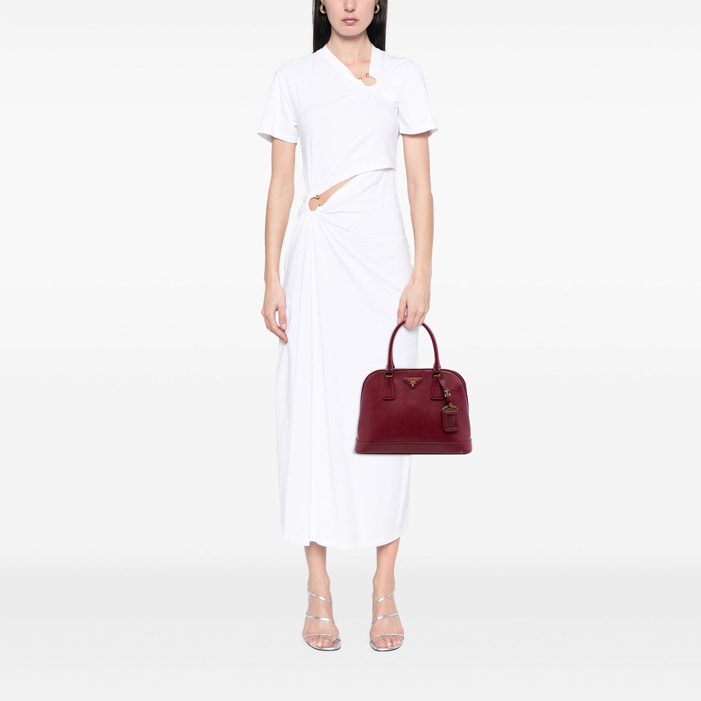 Prada Medium Saffiano Lux Open Promenade Satchel