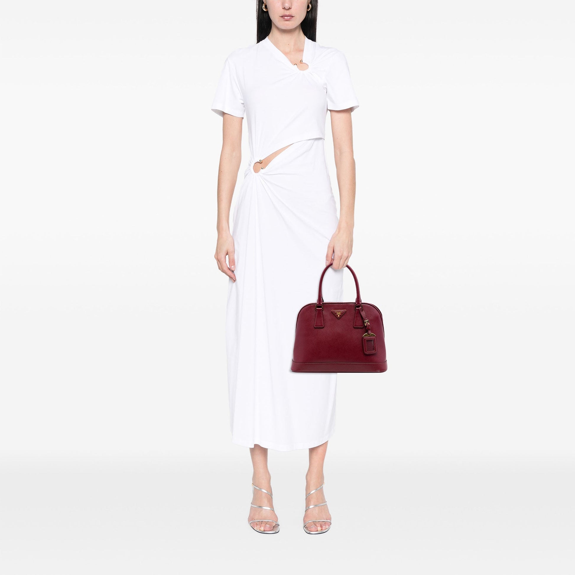 Prada Medium Saffiano Lux Open Promenade Satchel