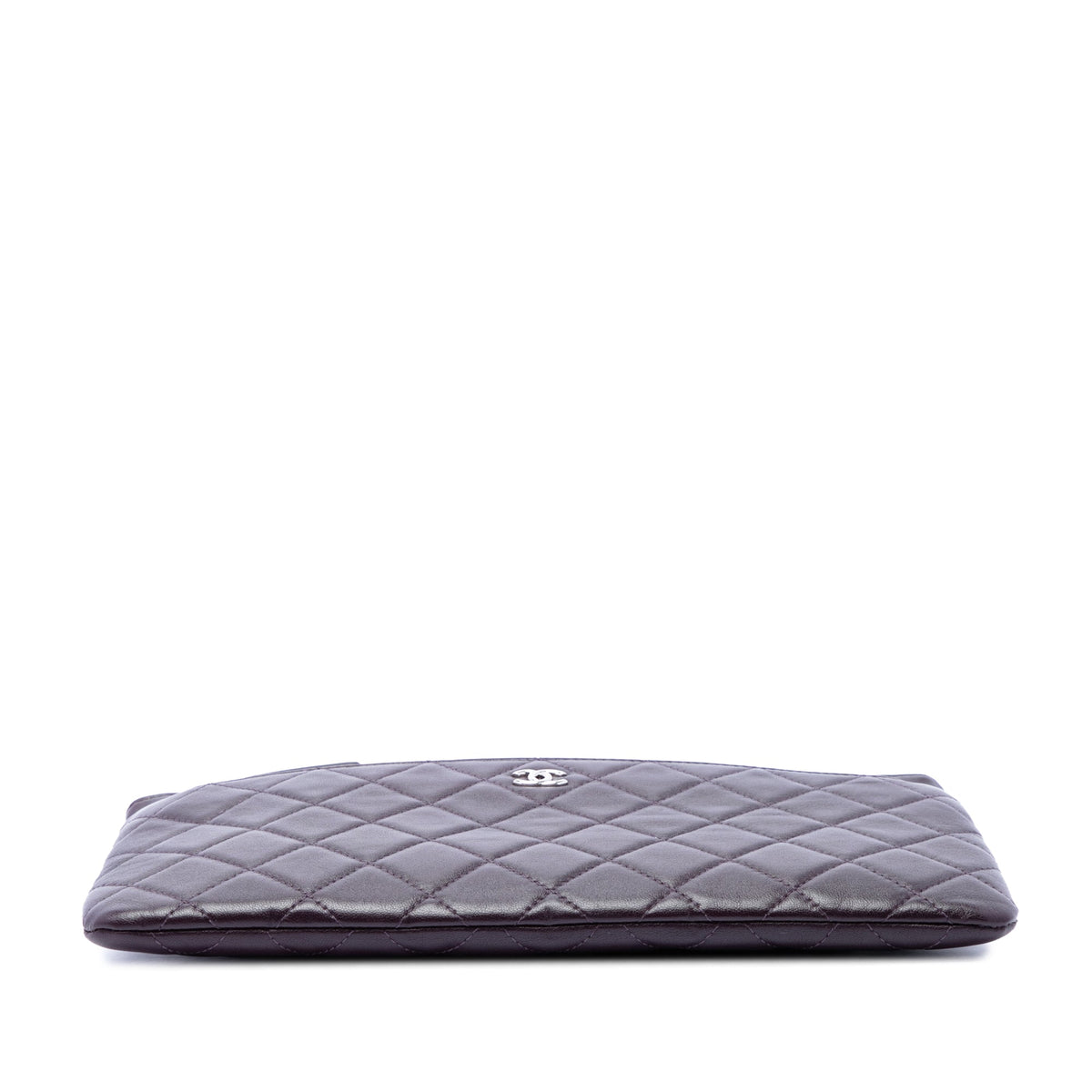 Chanel CC Quilted Lambskin Double Zip Clutch — Purple