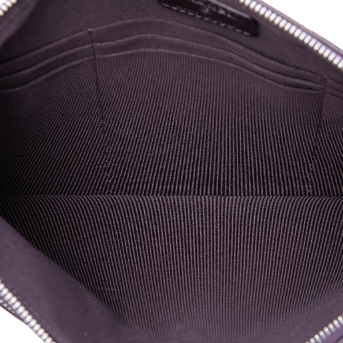 Chanel CC Quilted Lambskin Double Zip Clutch — Purple