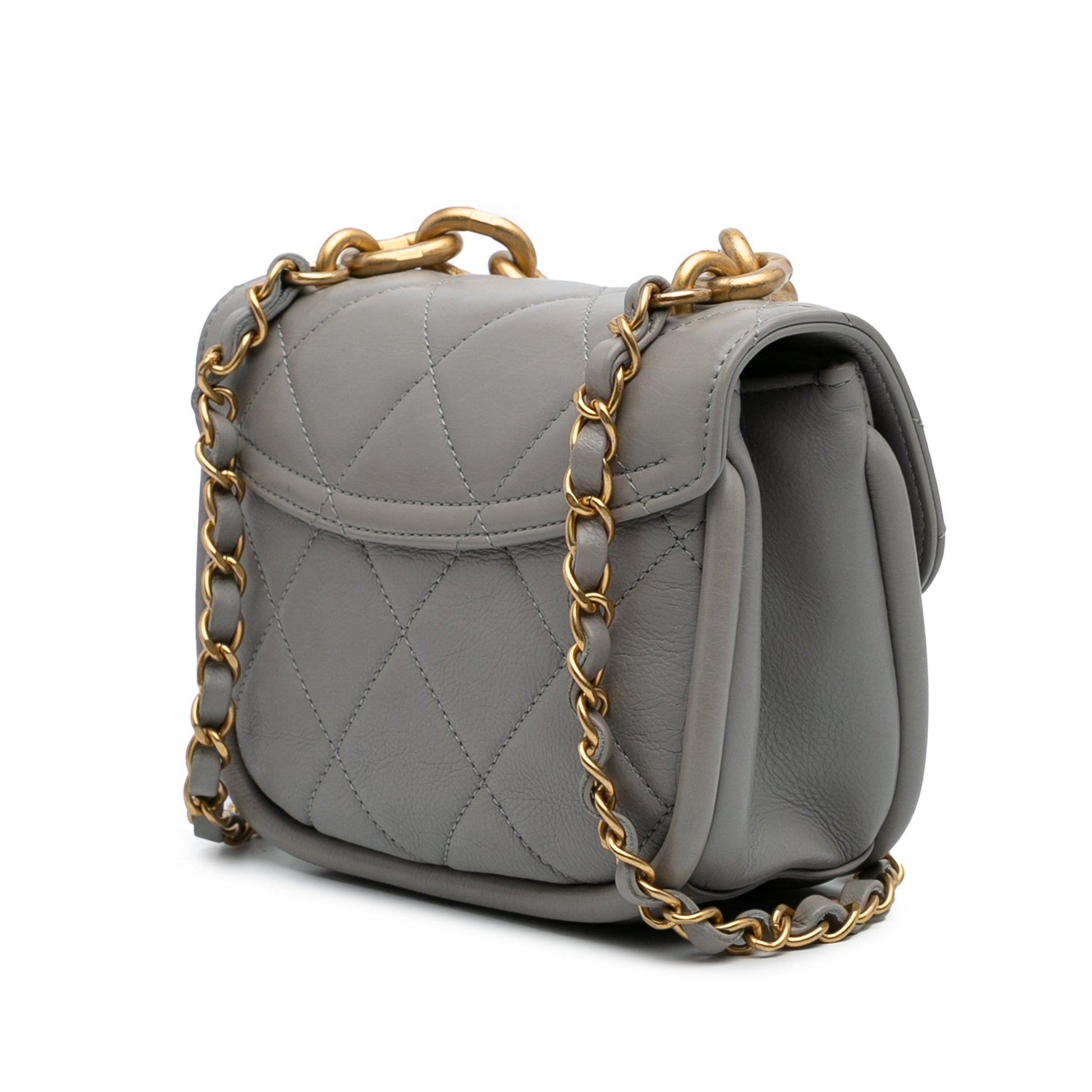 Chanel CC Quilted Lambskin Rounded Flap