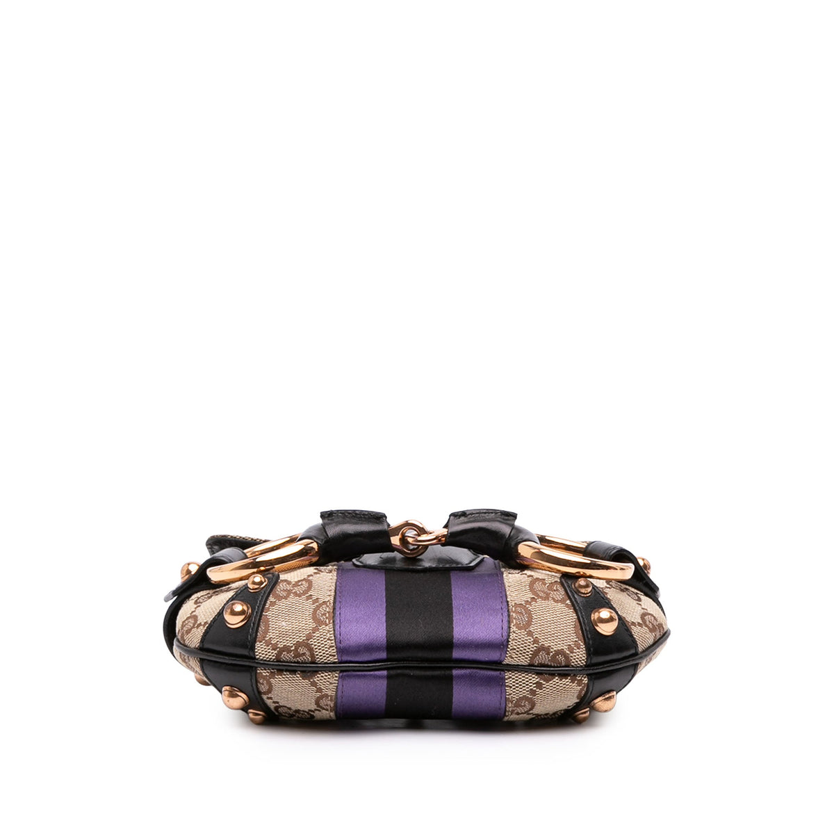 Gucci Mini GG Canvas Horsebit Web Chain Shoulder Bag — Beige