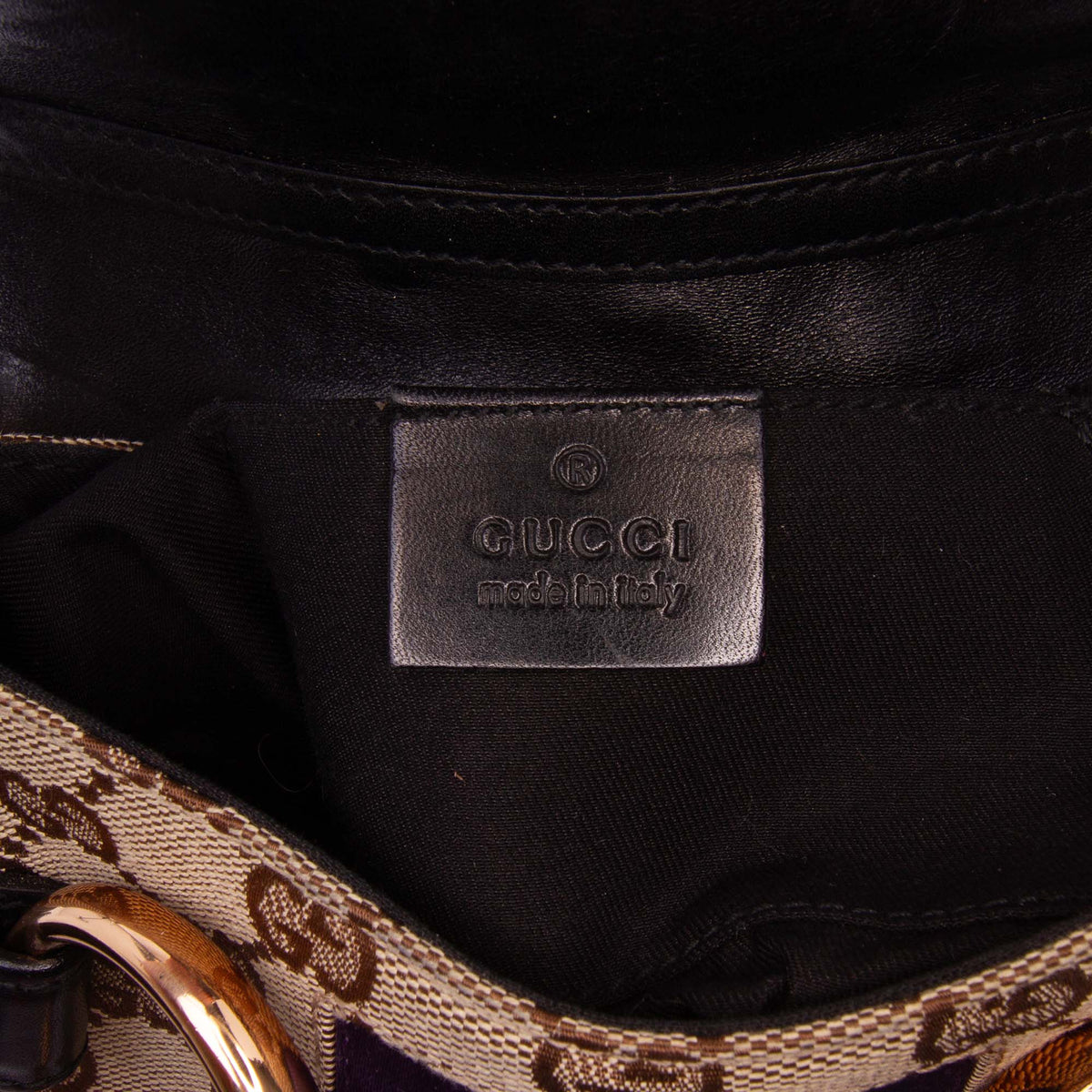 Gucci Mini GG Canvas Horsebit Web Chain Shoulder Bag — Beige