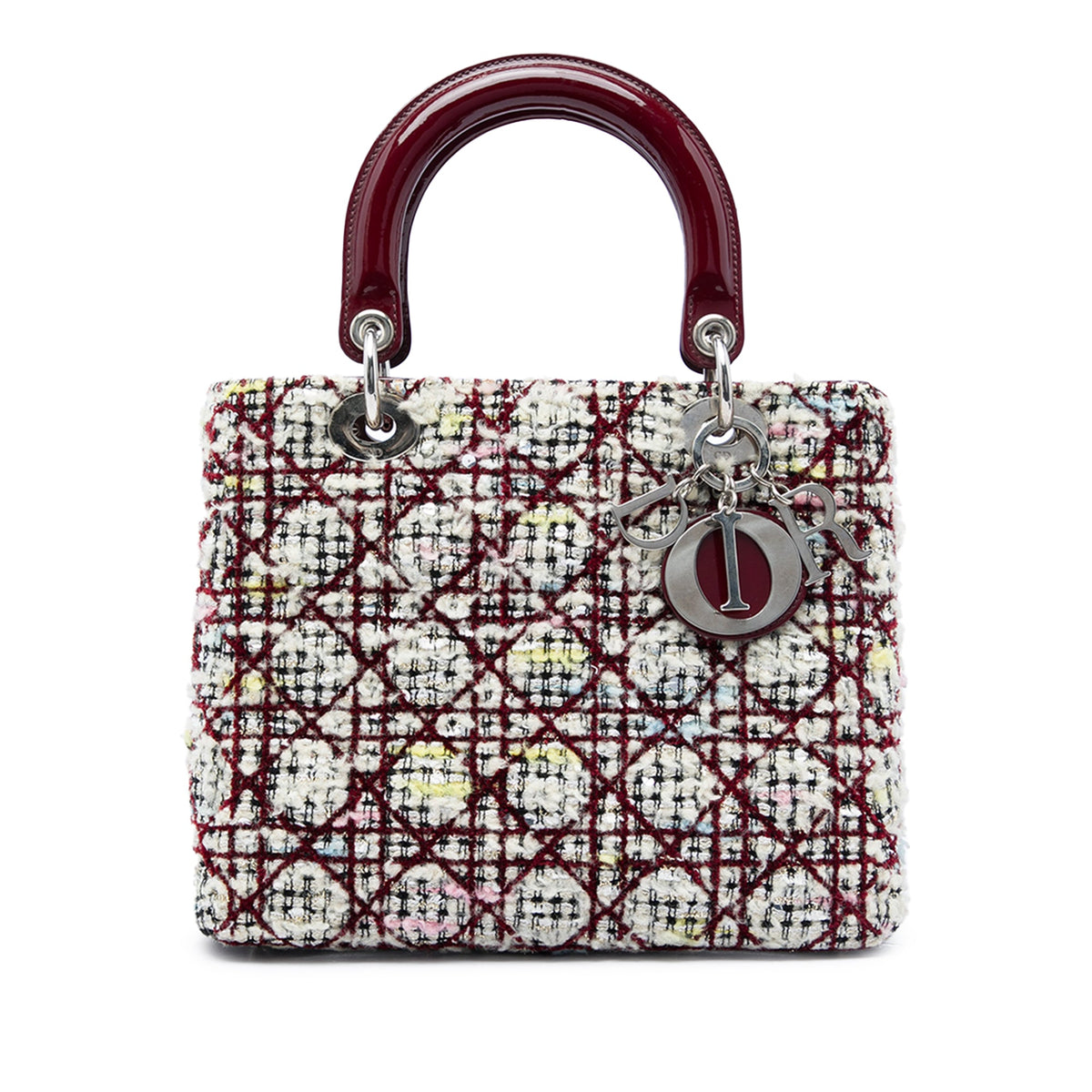 Dior Medium Tweed Cannage Lady Dior — Red