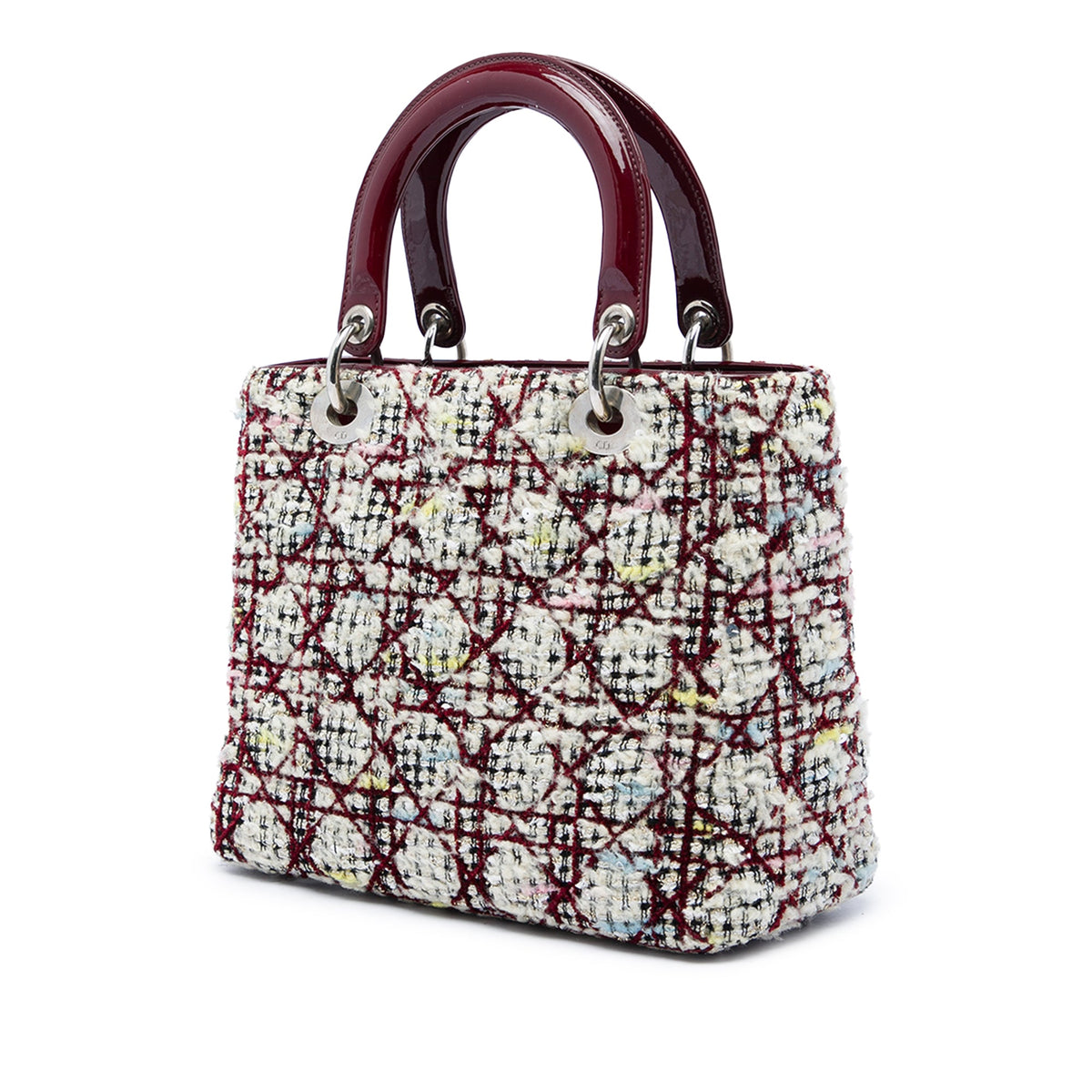Dior Medium Tweed Cannage Lady Dior — Red