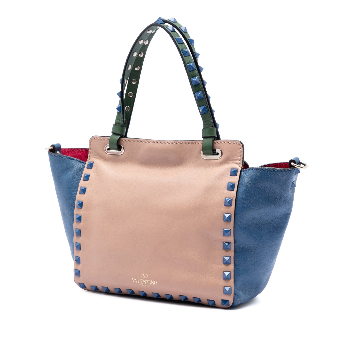 Valentino Mini Leather Colorblock Rockstud Trapeze Satchel