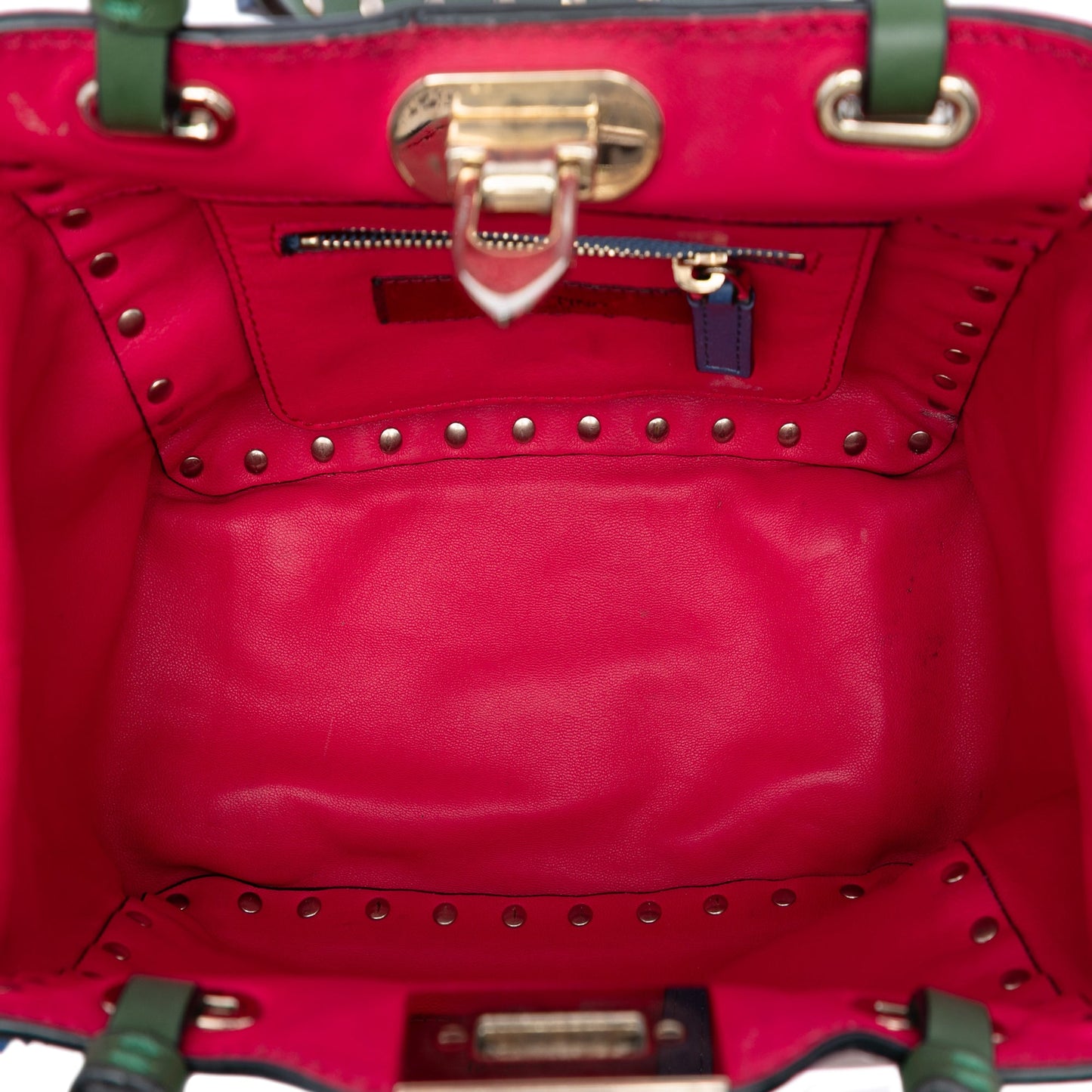 Valentino Mini Leather Colorblock Rockstud Trapeze Satchel