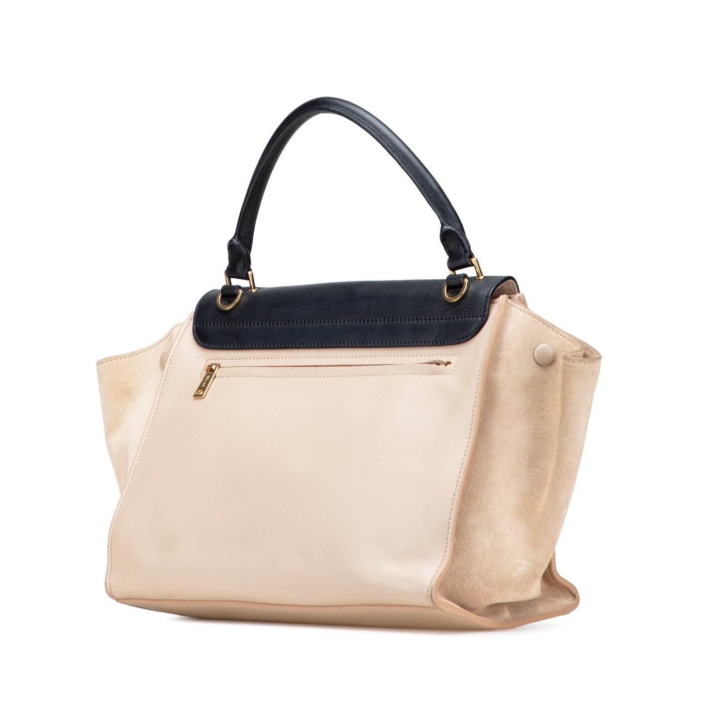 Celine Medium Bicolor Calfskin and Suede Trapeze Satchel