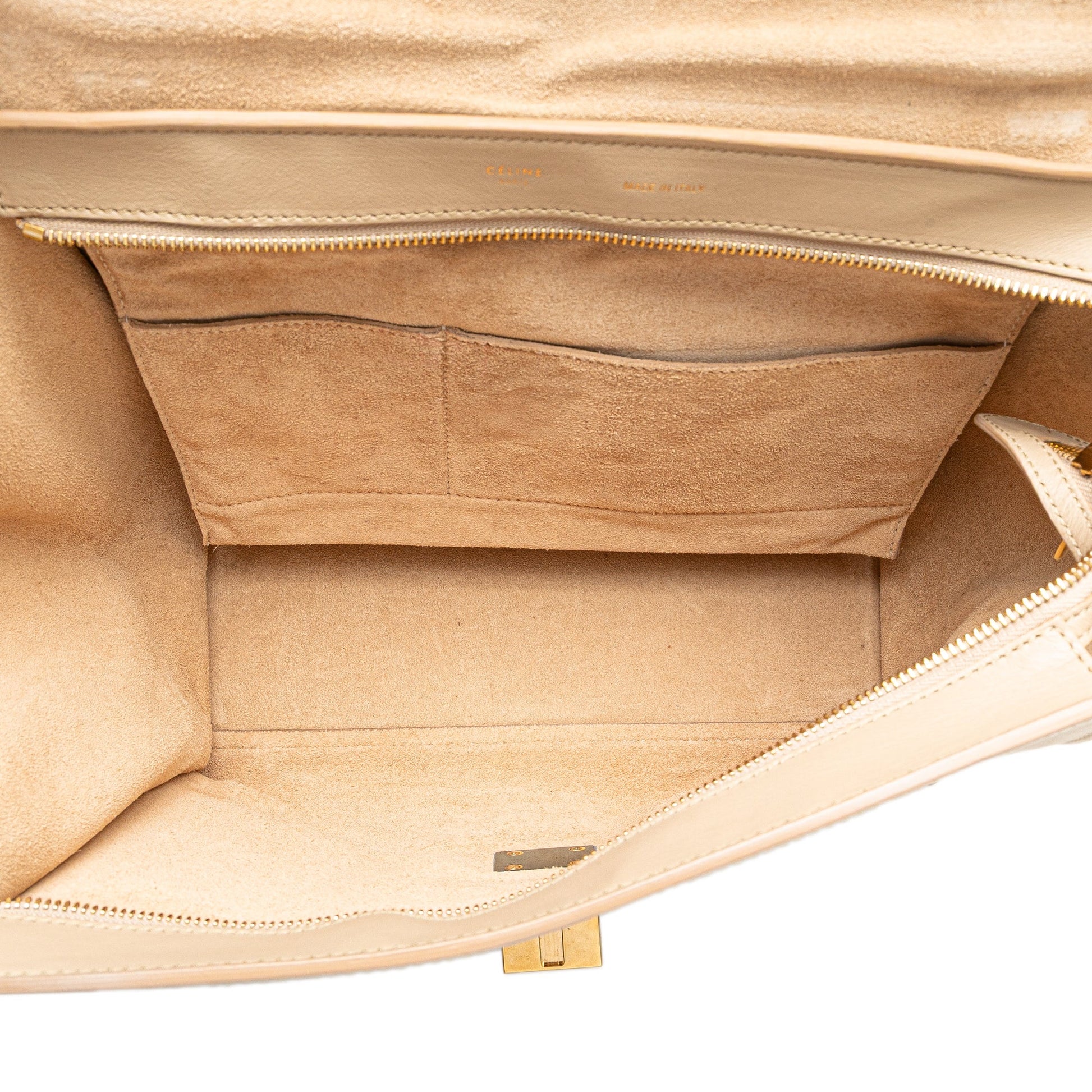 Celine Medium Bicolor Calfskin and Suede Trapeze Satchel