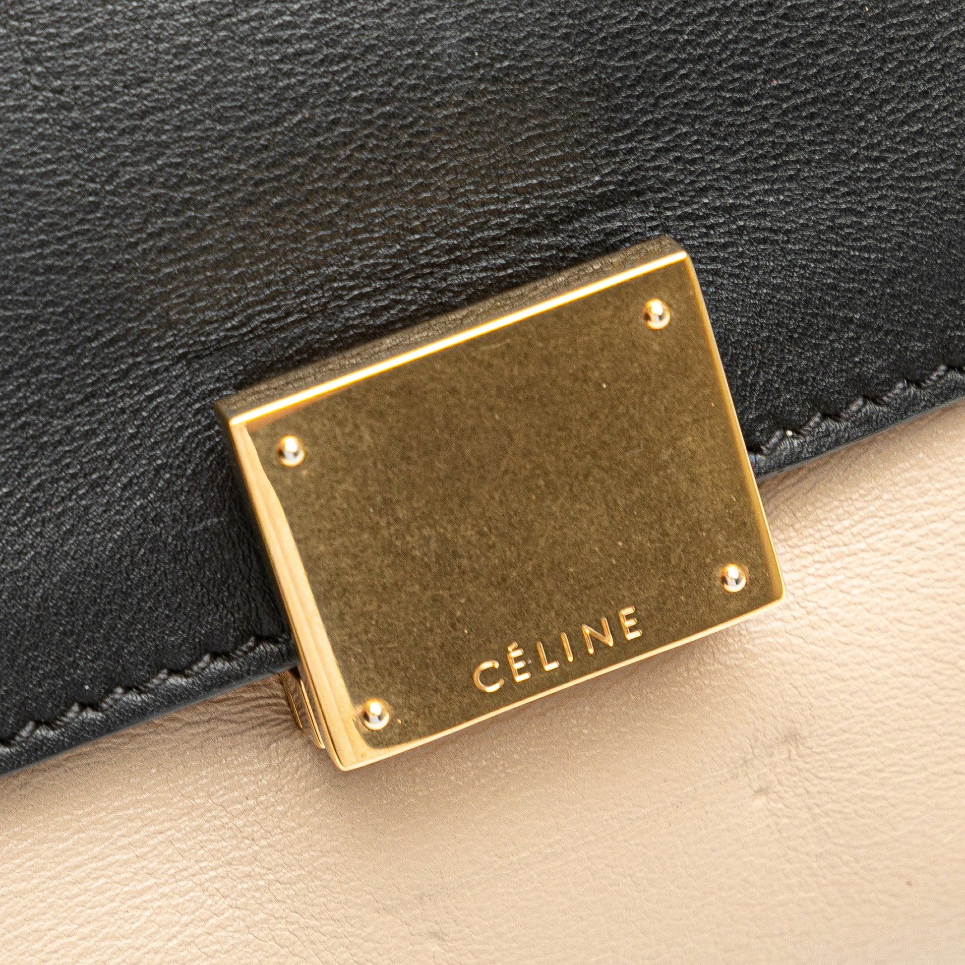 Celine Medium Bicolor Calfskin and Suede Trapeze Satchel