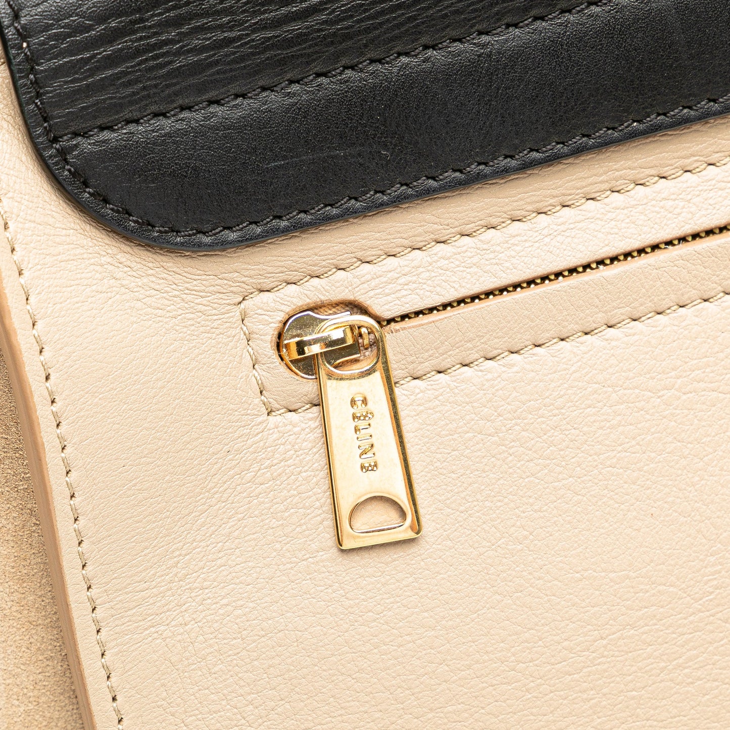 Celine Medium Bicolor Calfskin and Suede Trapeze Satchel