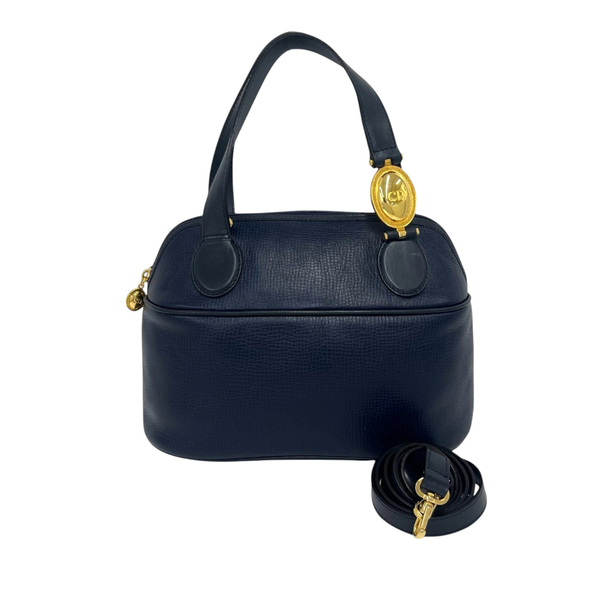 Dior Leather Top Handle Bag — Blue