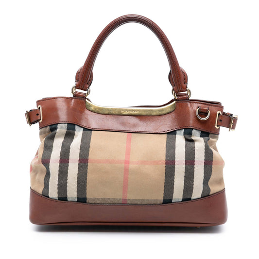 Burberry Small House Check Canvas Bridle Hepburn Satchel