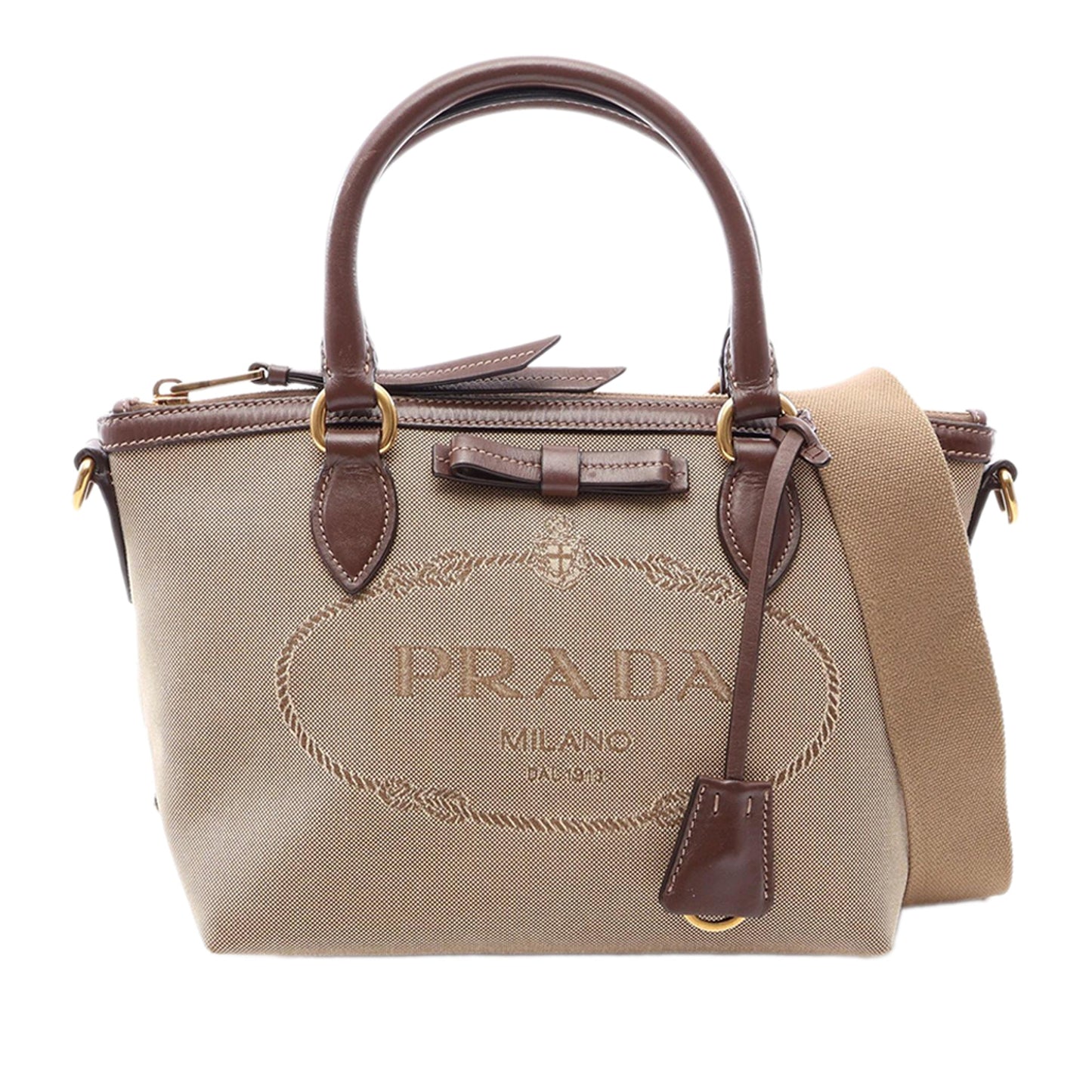 Prada Canvas Canapa Logo Bow Satchel