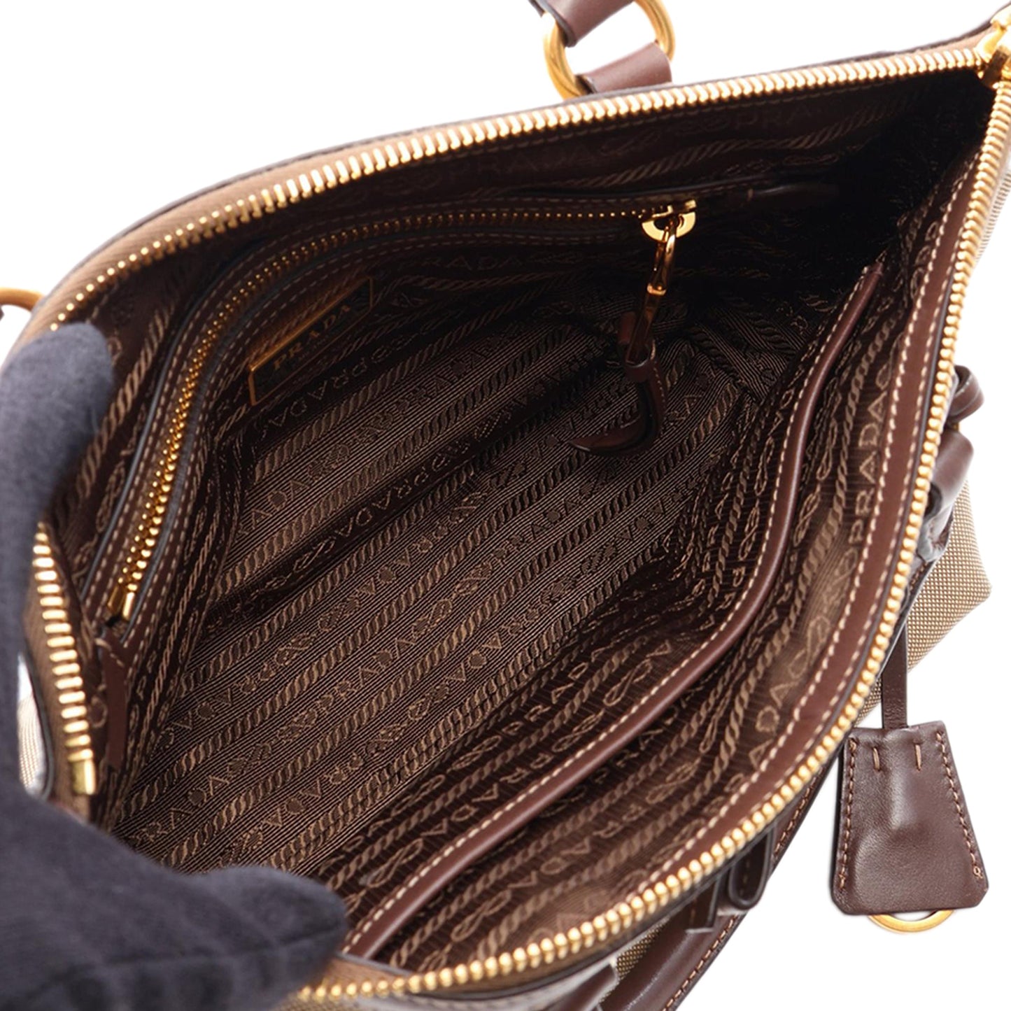 Prada Canvas Canapa Logo Bow Satchel