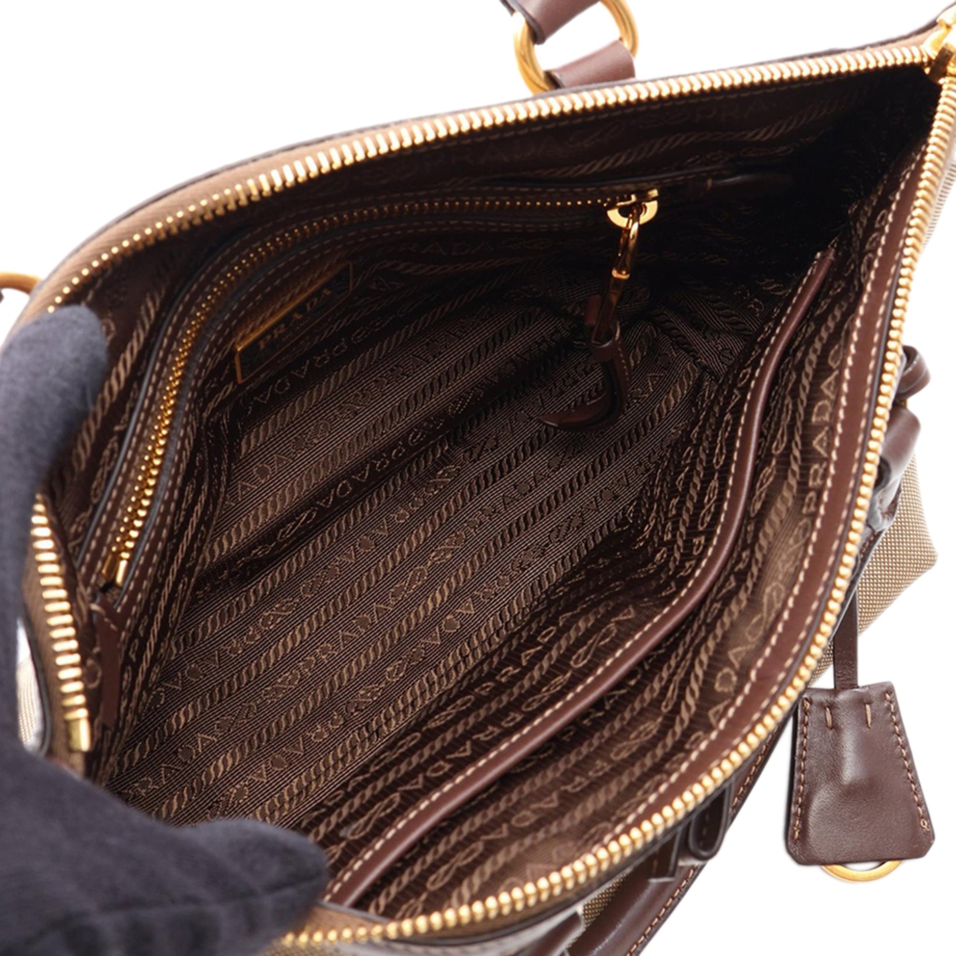 Prada Canvas Canapa Logo Bow Satchel