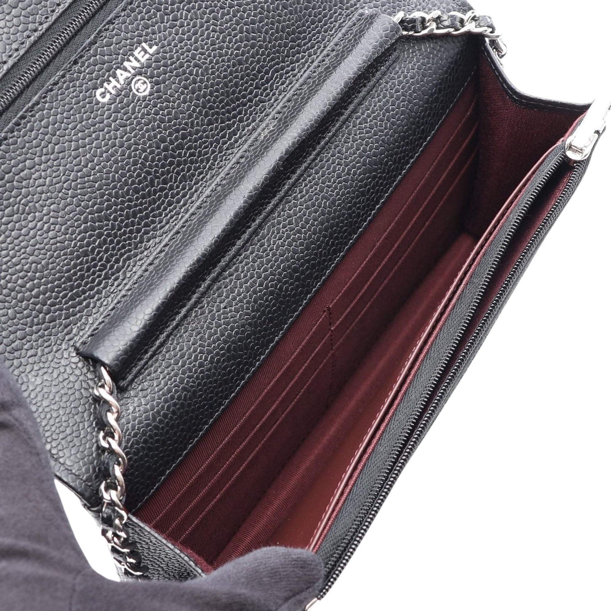 Chanel CC Quilted Caviar Wallet on Chain