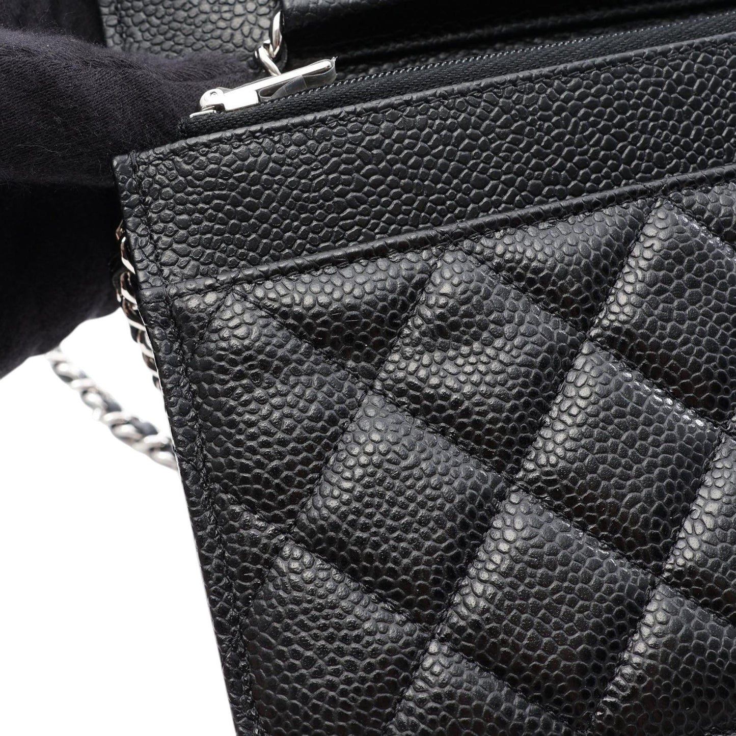 Chanel CC Quilted Caviar Wallet on Chain
