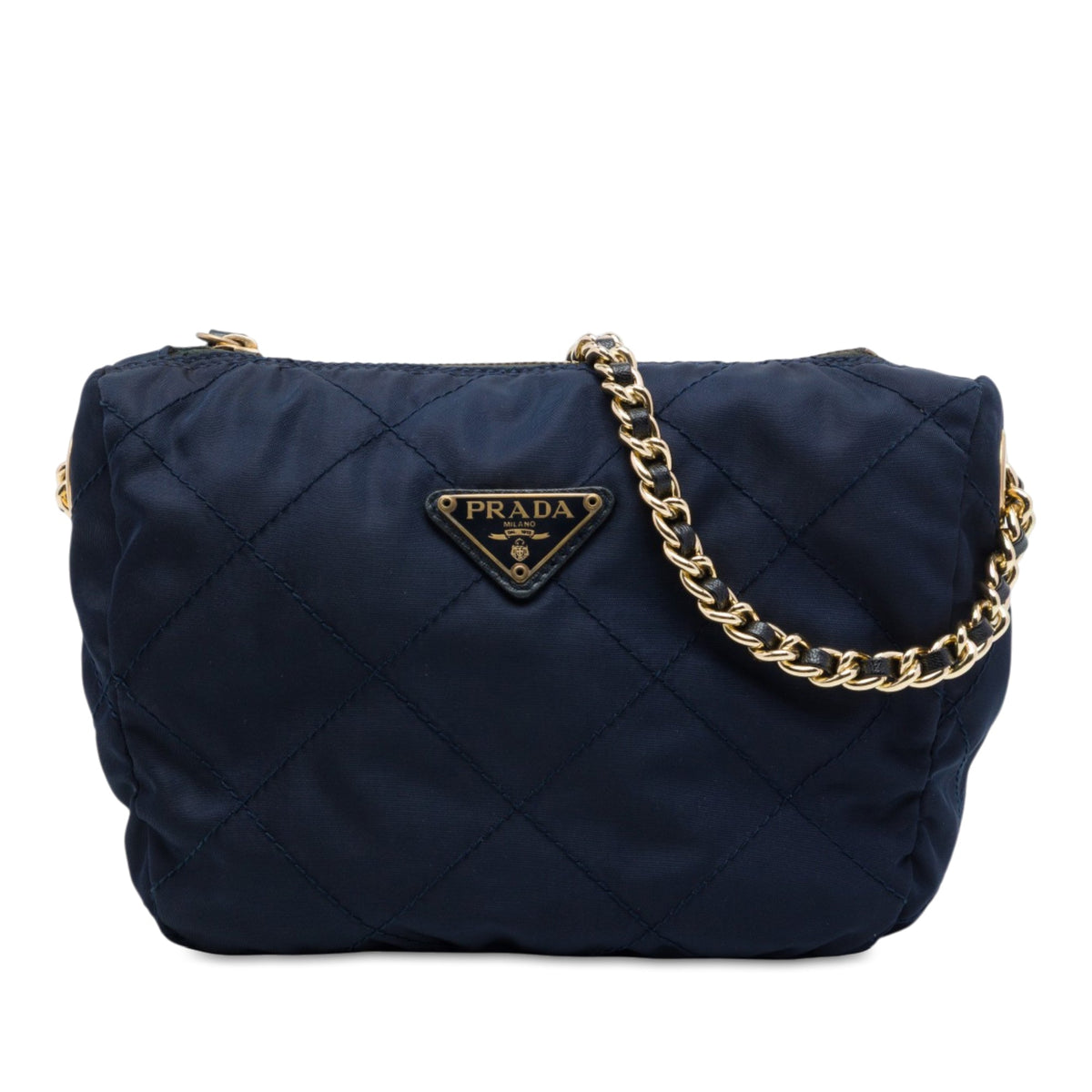 Prada Impuntu Tessuto Chain Crossbody — Blue