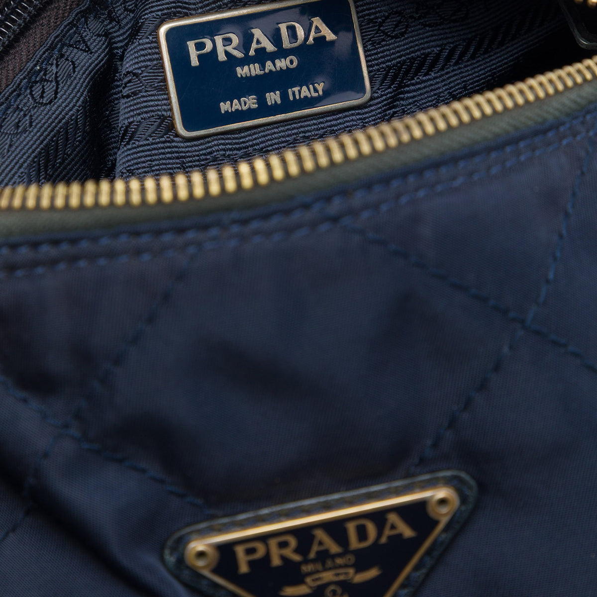Prada Impuntu Tessuto Chain Crossbody — Blue