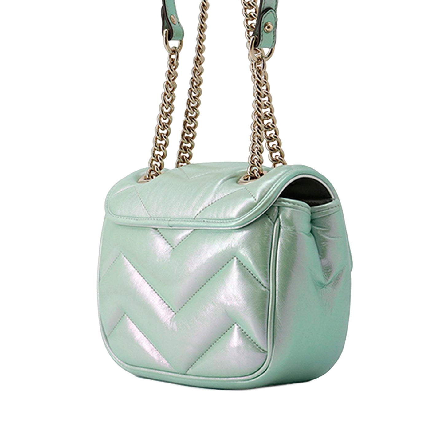 Gucci Mini GG Marmont Matelasse Iridescent Calfskin Flap Crossbody
