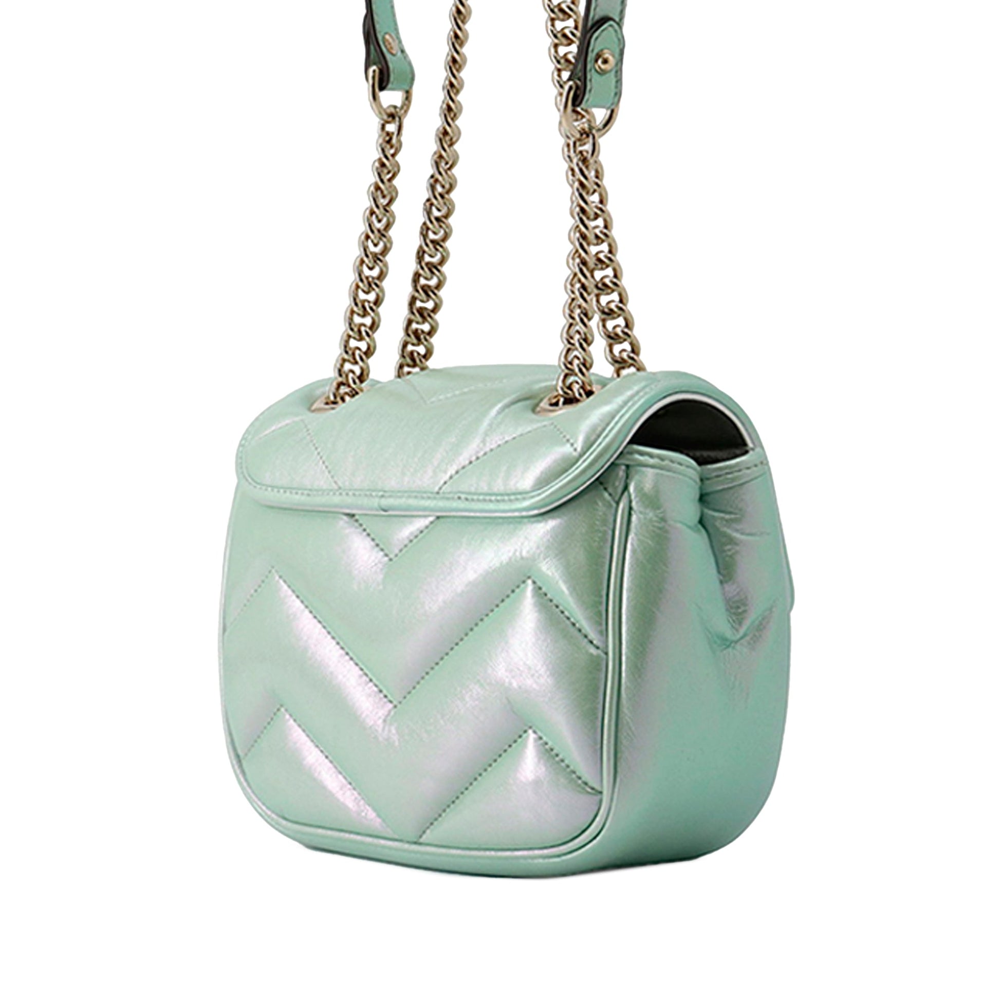 Gucci Mini GG Marmont Matelasse Iridescent Calfskin Flap Crossbody
