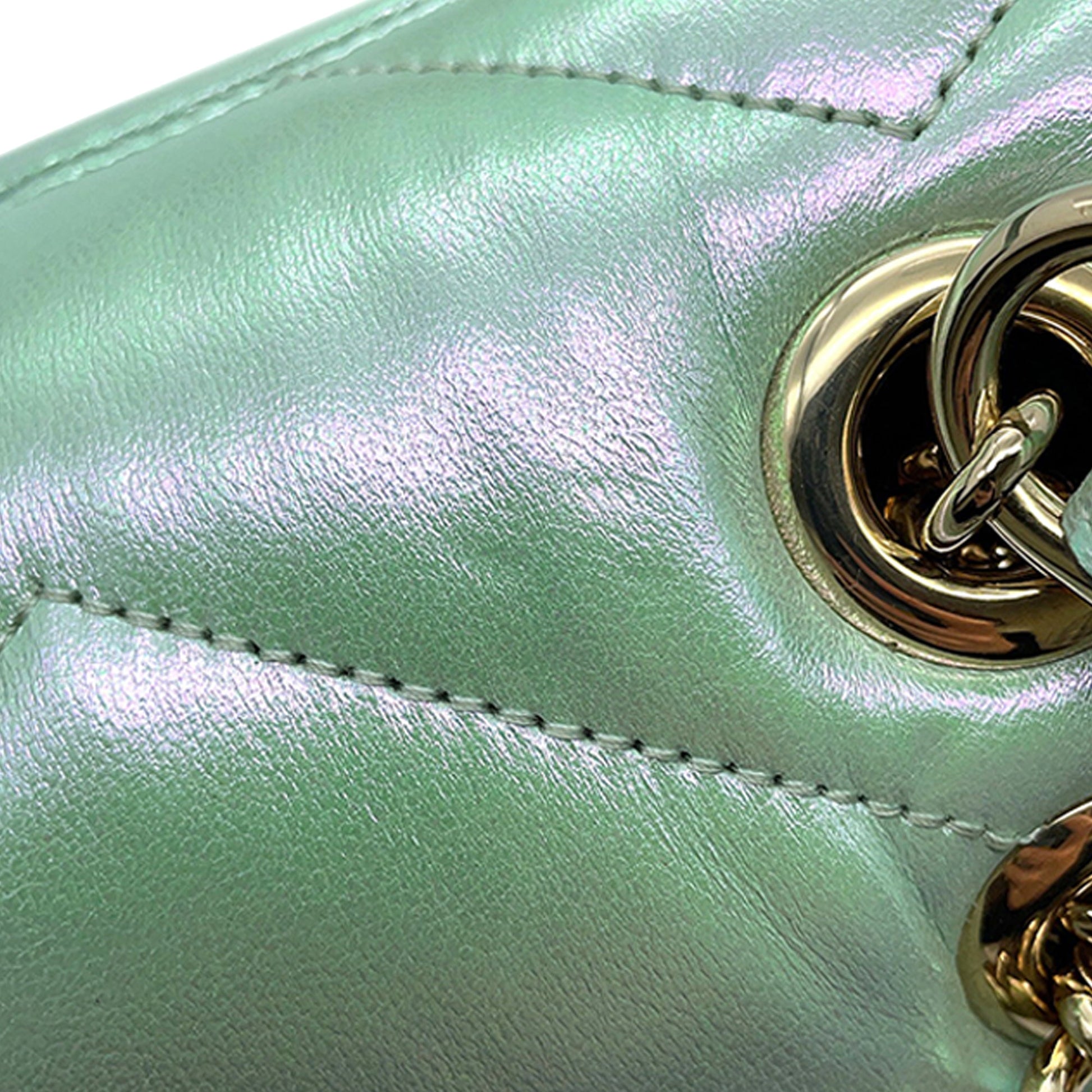 Gucci Mini GG Marmont Matelasse Iridescent Calfskin Flap Crossbody
