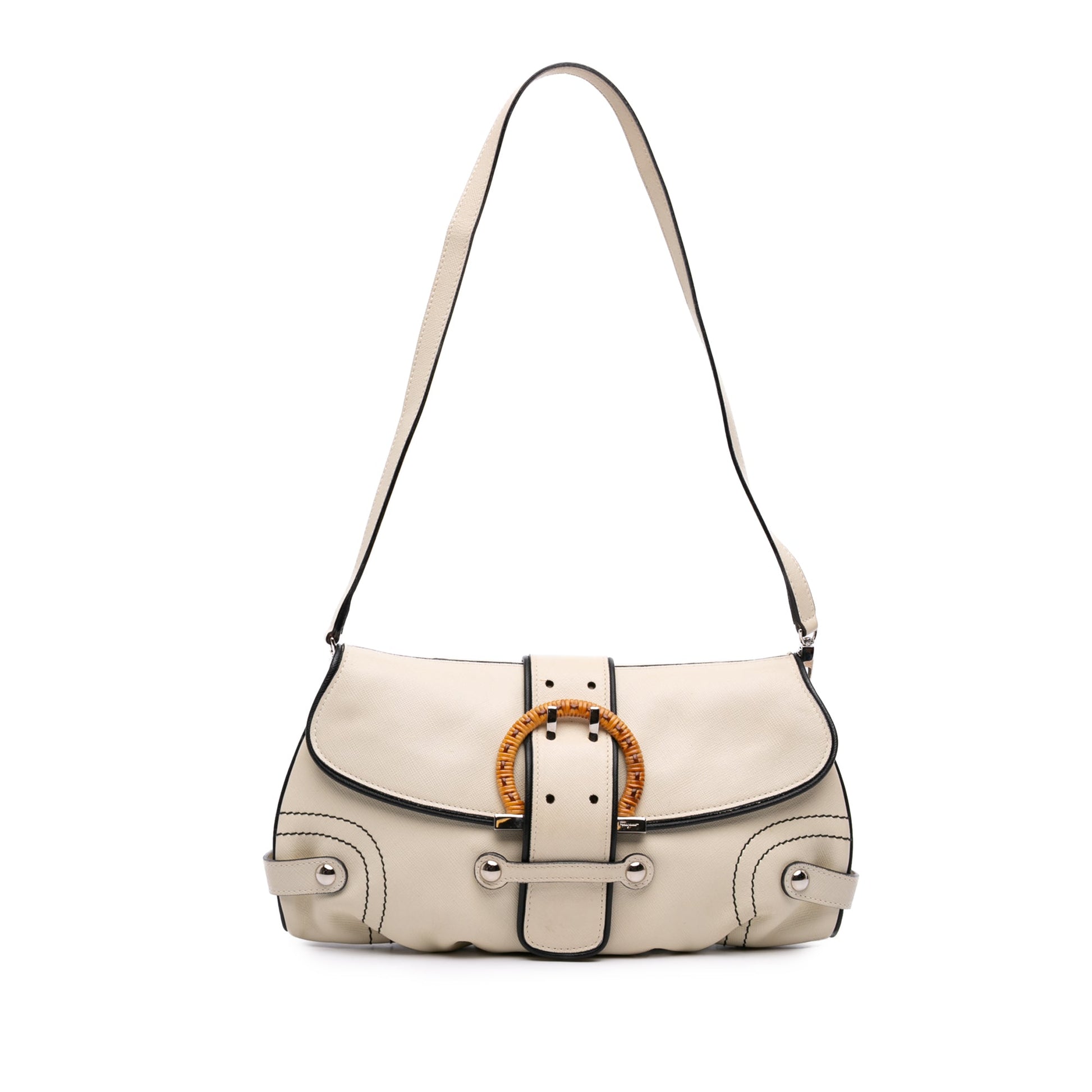 Ferragamo Leather Gancini Flap Shoulder Bag