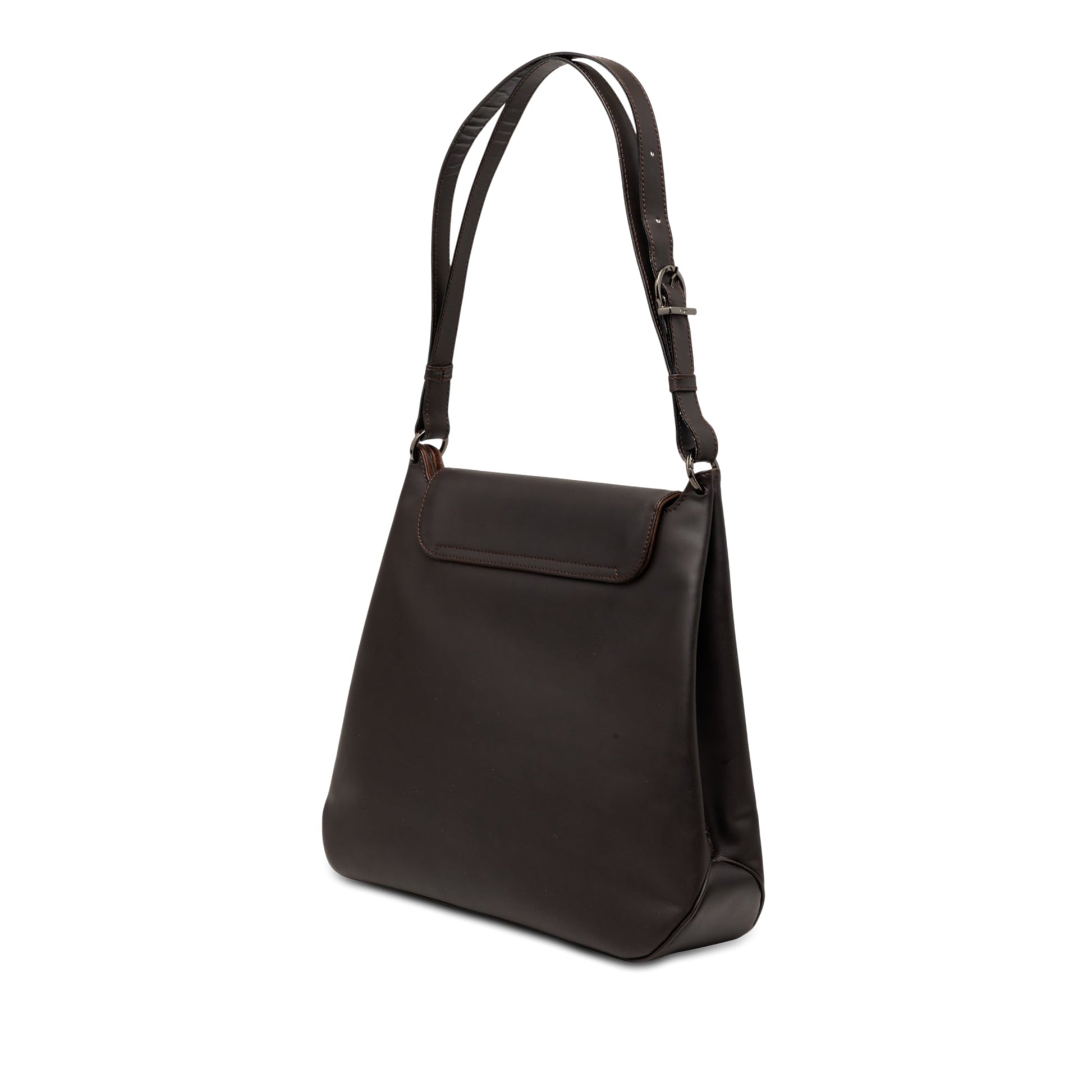 Ferragamo Leather Vara Bow Buckle Shoulder Bag