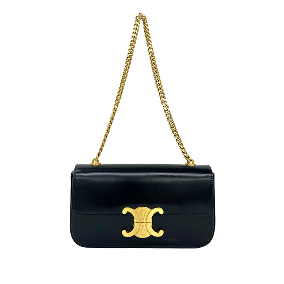 Celine Shiny Calfskin Triomphe Claude Shoulder Bag