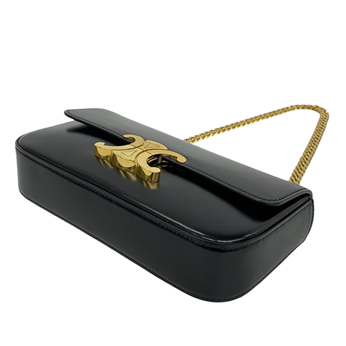 Celine Shiny Calfskin Triomphe Claude Shoulder Bag