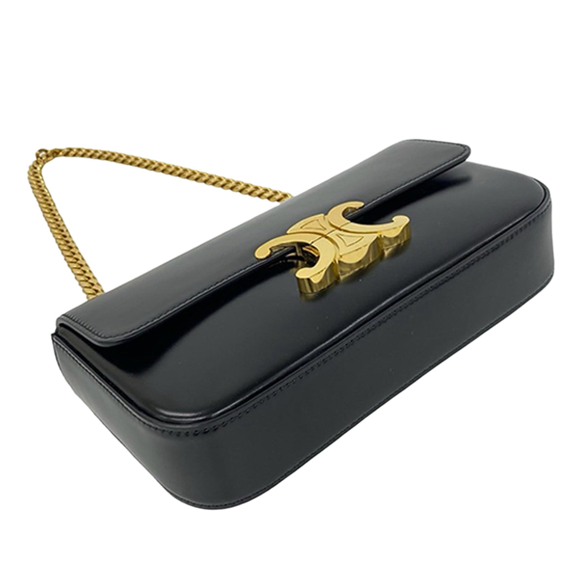 Celine Shiny Calfskin Triomphe Claude Shoulder Bag
