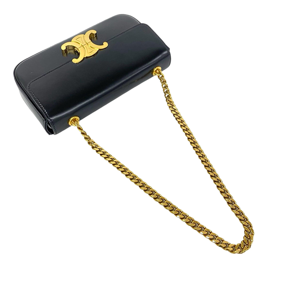 Celine Shiny Calfskin Triomphe Claude Shoulder Bag