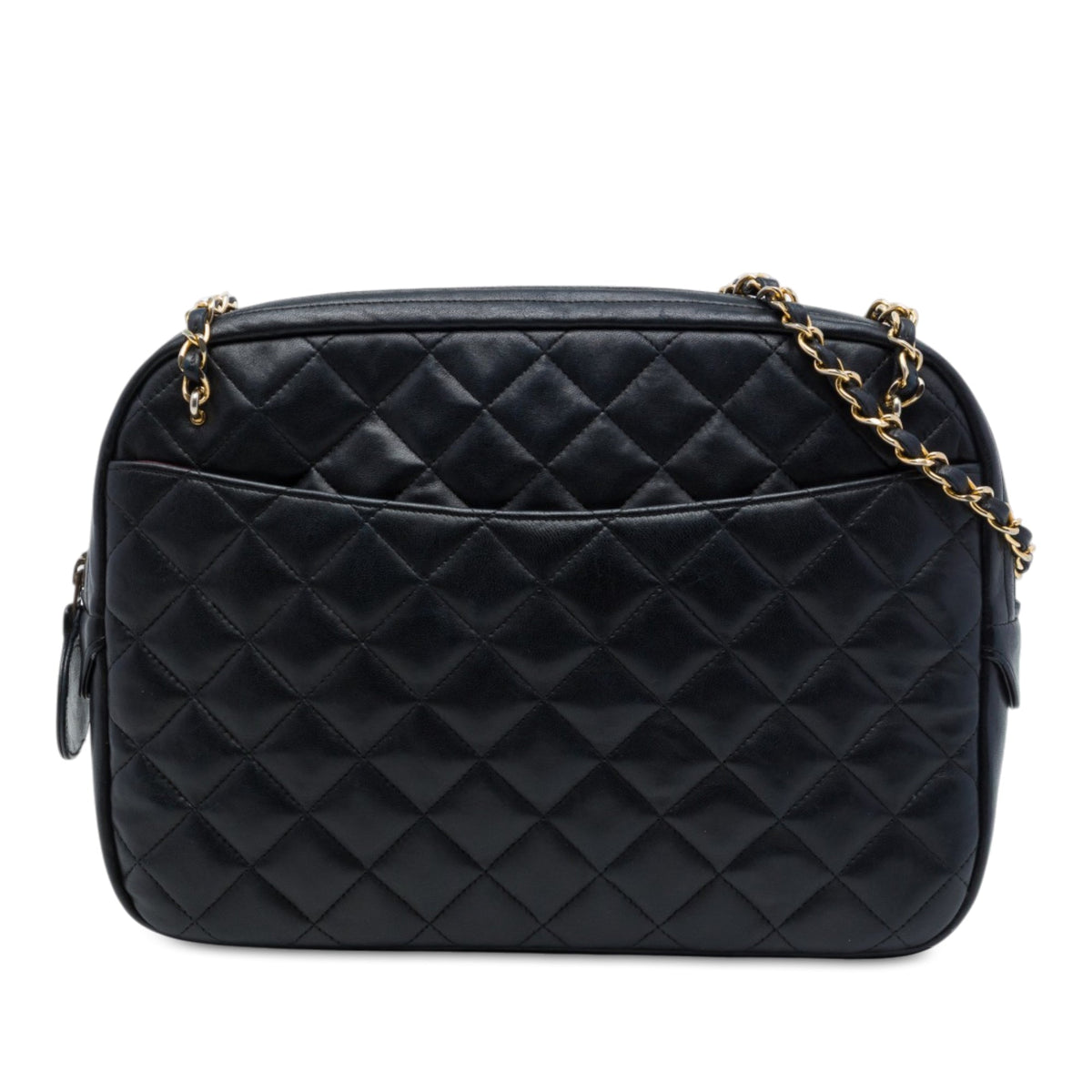 Chanel CC Quilted Lambskin Chain Camera Bag — Black