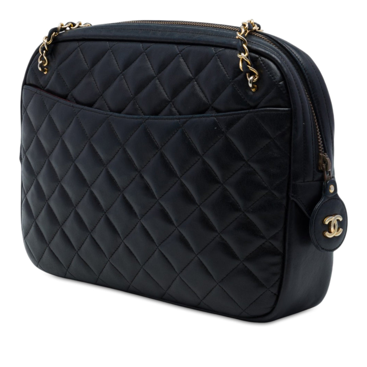 Chanel CC Quilted Lambskin Chain Camera Bag — Black