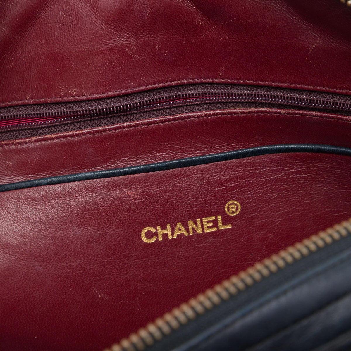 Chanel CC Quilted Lambskin Chain Camera Bag — Black