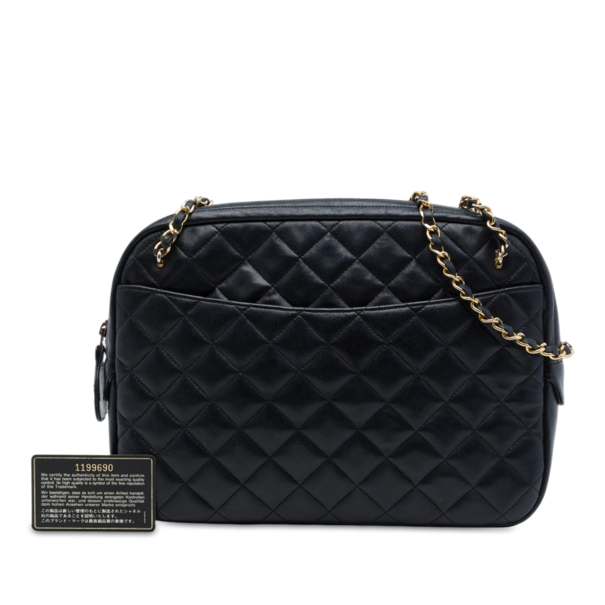 Chanel CC Quilted Lambskin Chain Camera Bag — Black