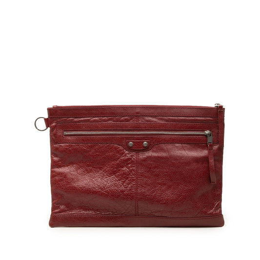 Balenciaga Lambskin Motocross Classic Clip Clutch L — Red