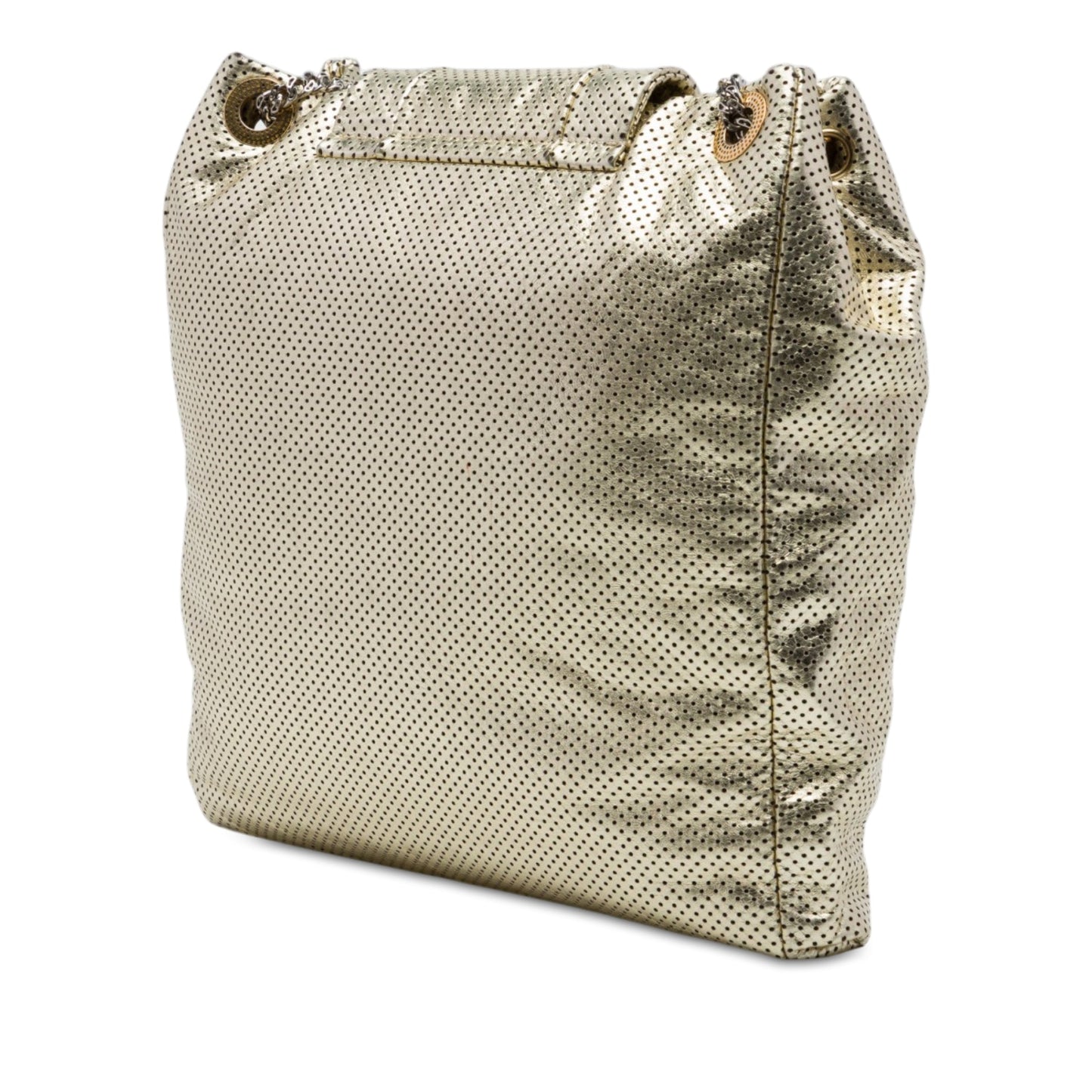 Chanel Perforated Crackled Metallic Calfskin Drill Tote