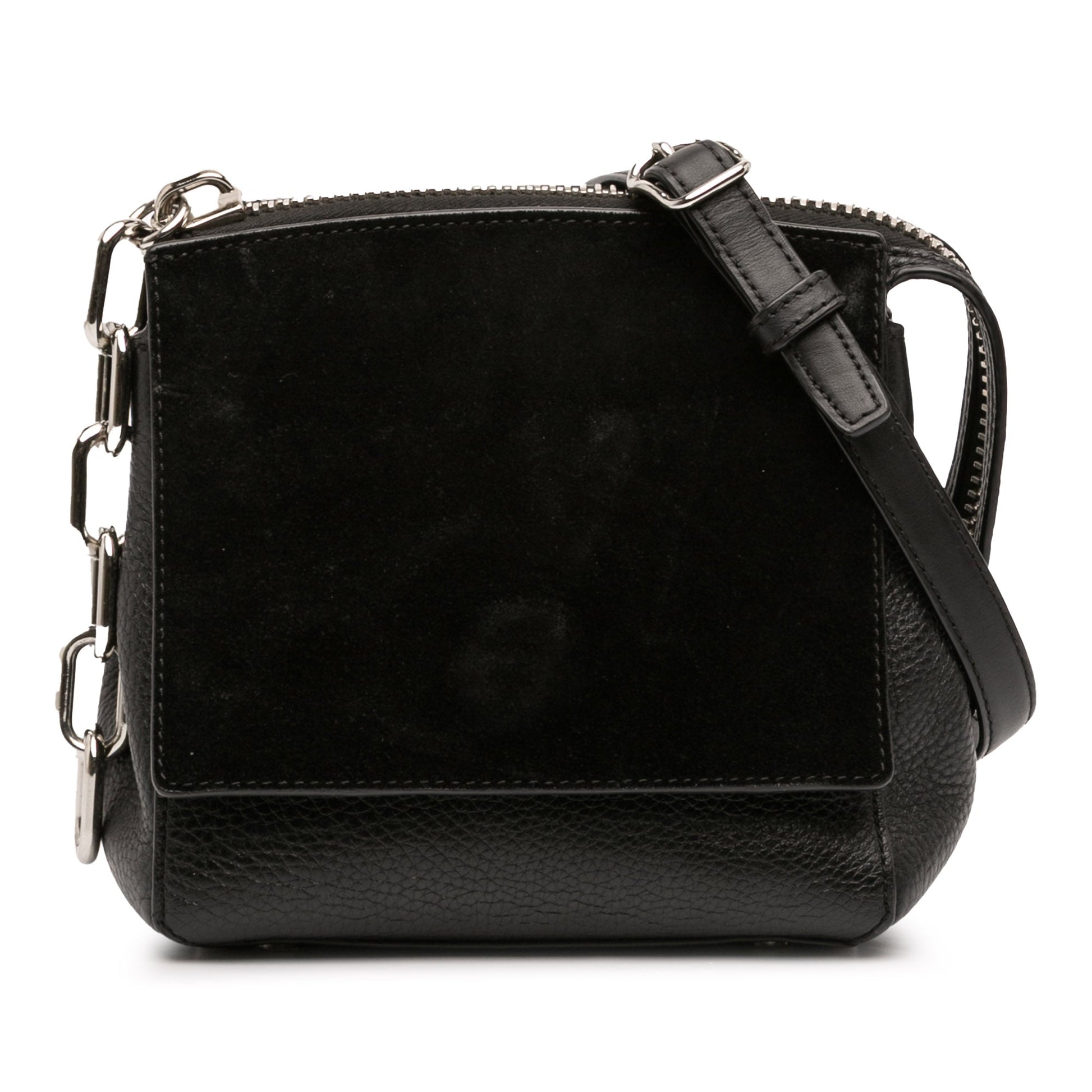 Pebbled Calfskin and Suede Attica Flap Marion Crossbody