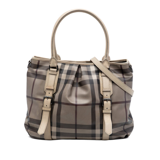 Burberry Smoked Check Coated Canvas Satchel