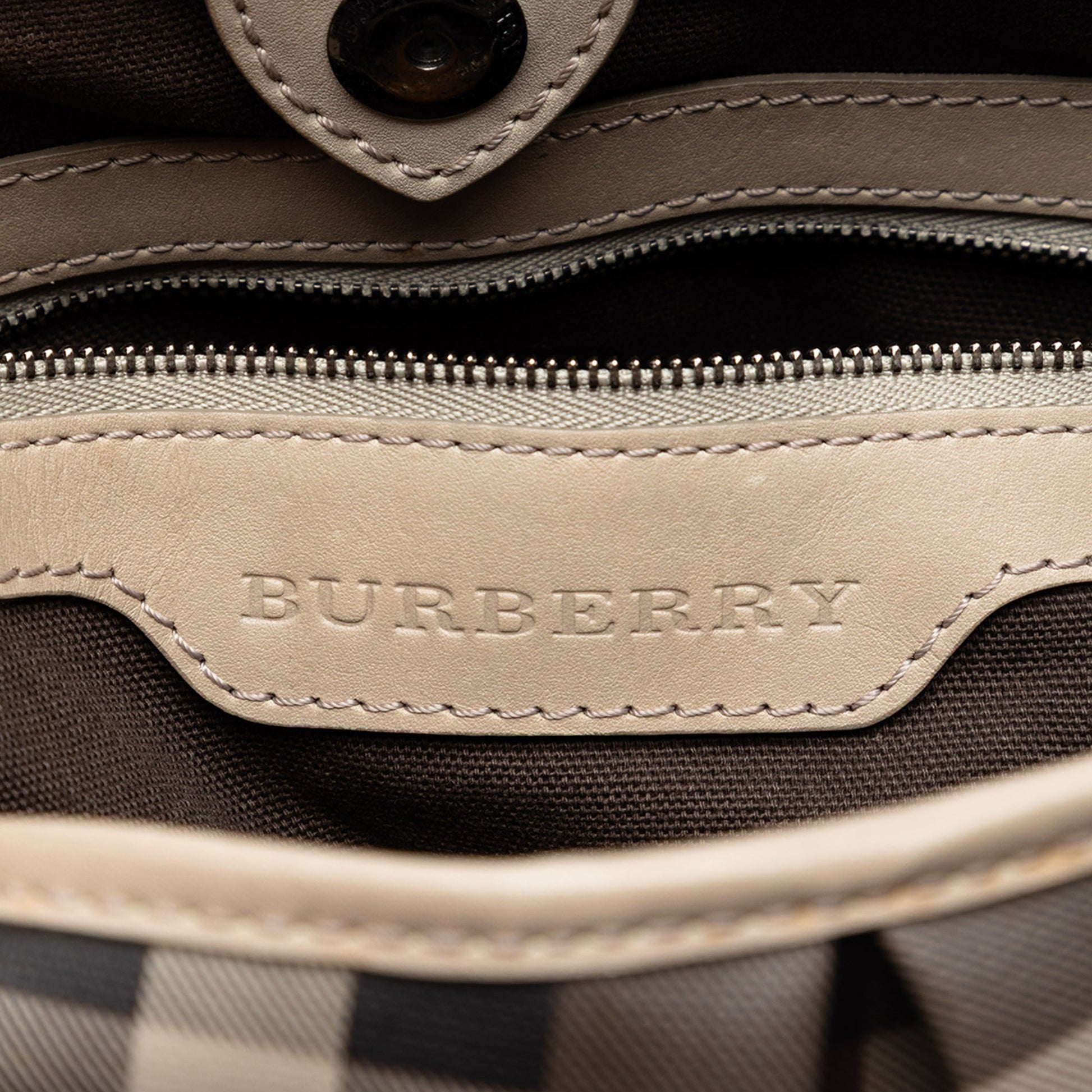 Burberry Smoked Check Coated Canvas Satchel