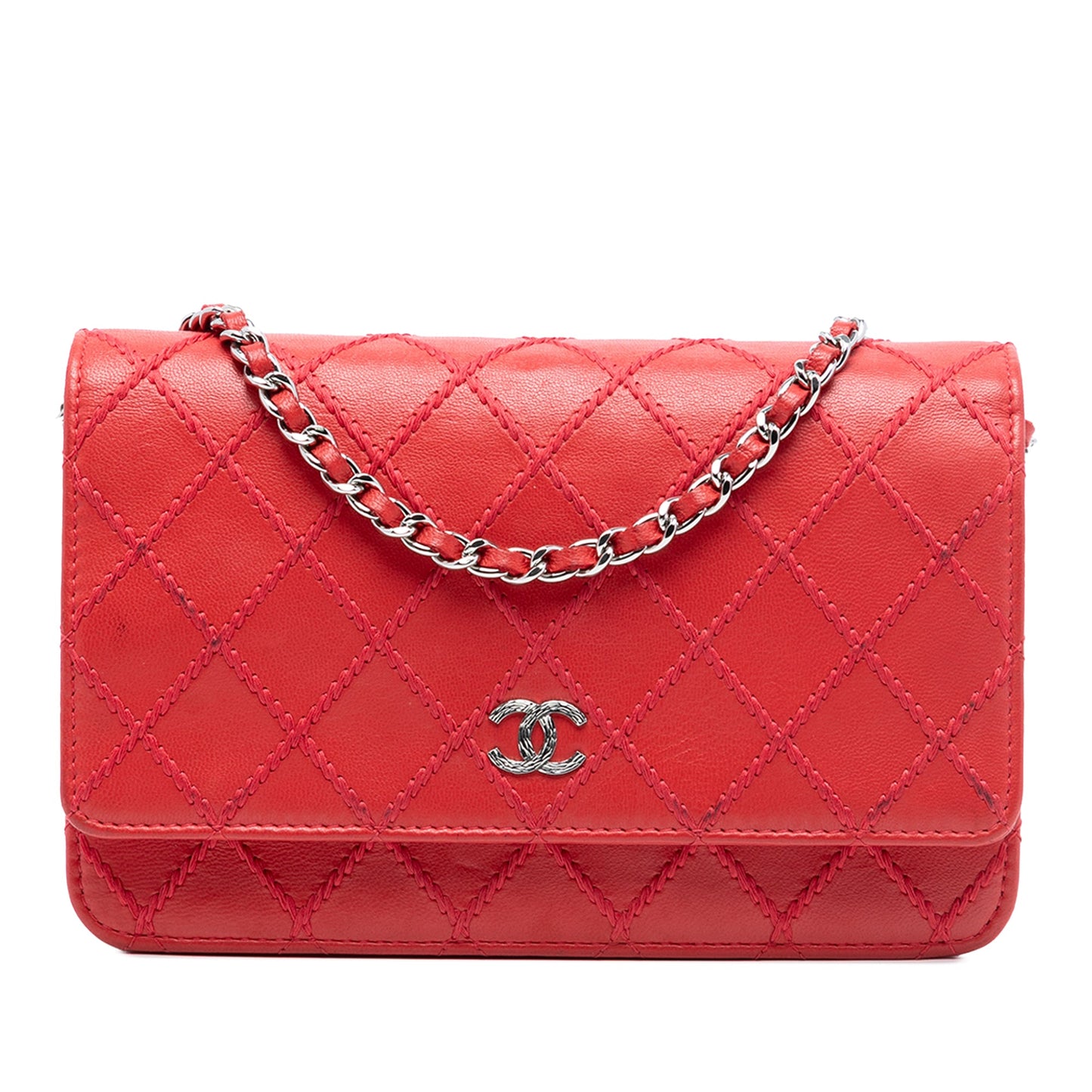 Chanel CC Lambskin Wild Stitch Wallet on Chain
