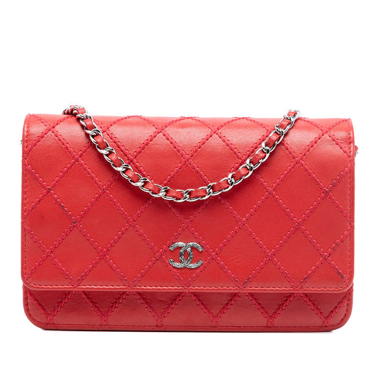 Chanel CC Lambskin Wild Stitch Wallet on Chain