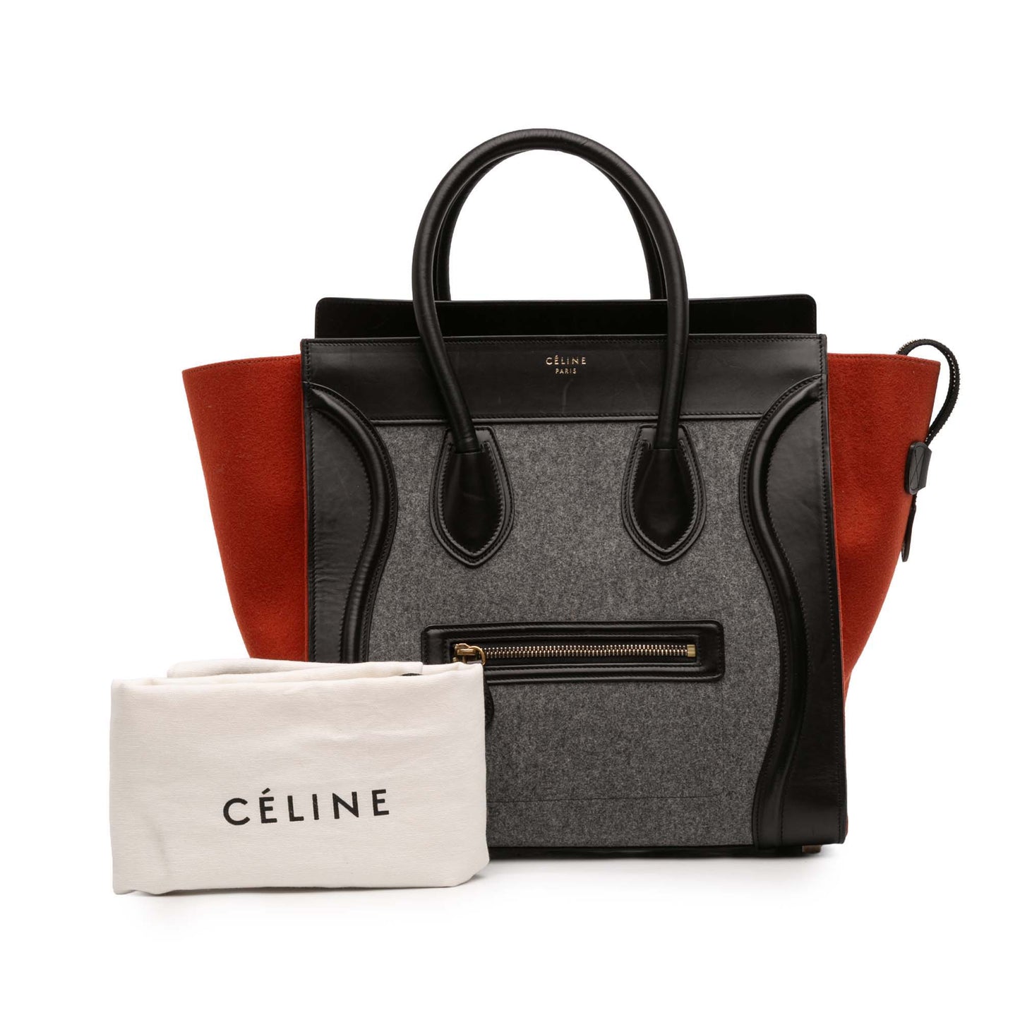 Celine Mini Tricolor Felt Wool and Calfskin Luggage Tote