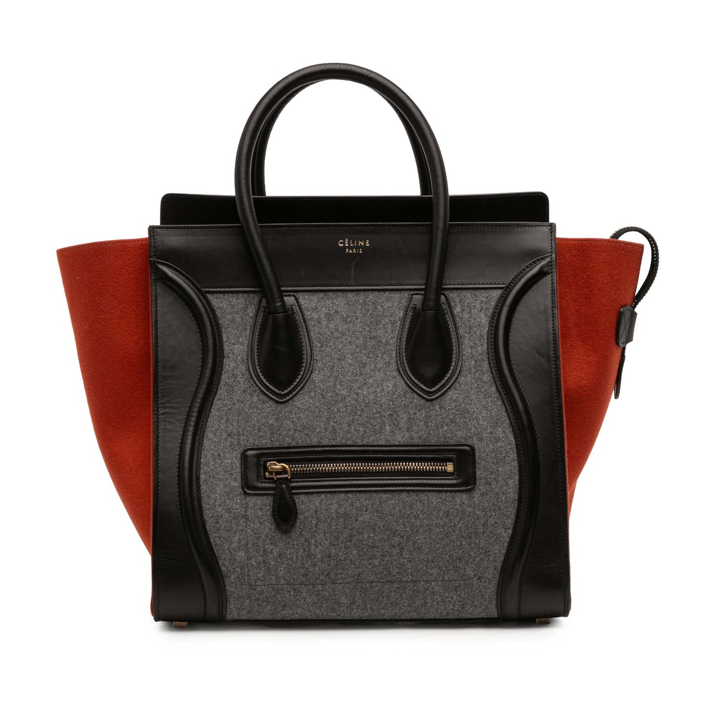 Celine Mini Tricolor Felt Wool and Calfskin Luggage Tote